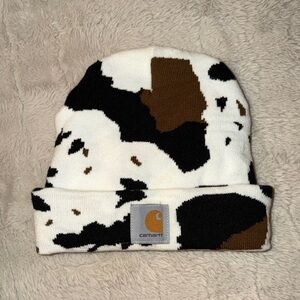 Carhartt Black and White cow print Patterned Beanie